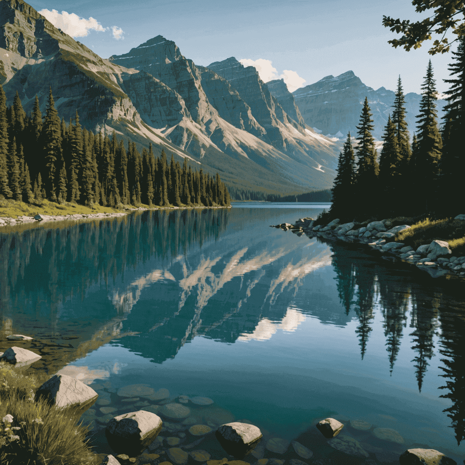 Breathtaking Canadian landscape featuring a serene lake surrounded by mountains, perfect for a destination wedding ceremony